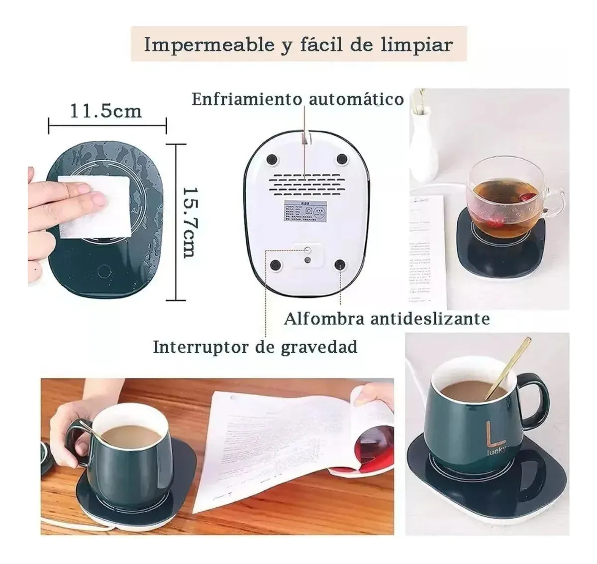 Taza térmica inteligente con base calefactora – Diseño premium